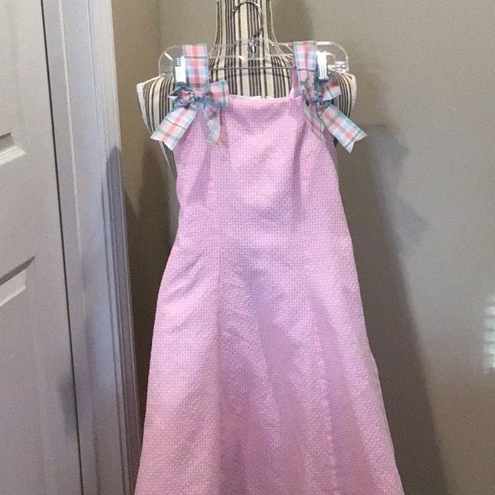 Bonnie Jean Pink and White Gingham Dress Size 7